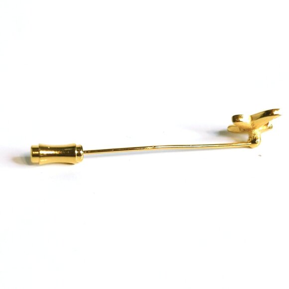 Gold Tone Butterfly Stick Pin With Secure Clutch Back Vintage 2 inches - Picture 2 of 5